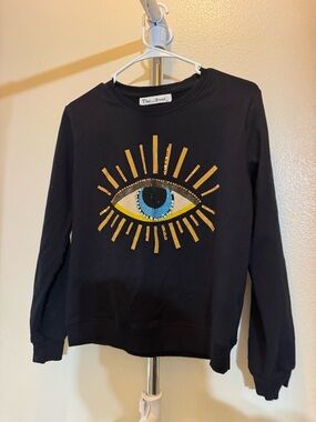 Black Evil Eye Graphic Sweatshirt - Yellow & Blue